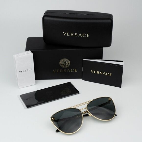 NEW Versace VE2267 100287 Gold Dark Gradient Pilot Unisex Sunglasses - Picture 12 of 12